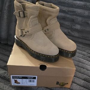 Dr. Martens Tan Suede Buckle Boots